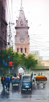 Zahid Ashraf, 12 x 24 inch, Acrylic on Canvas, Cityscape Painting, AC-ZHA-076